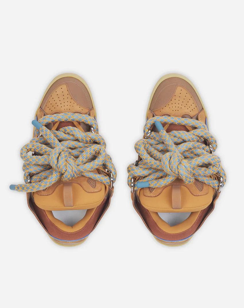 CURB SNEAKERS IN LEATHER WITH SNAKE LACES / CAMEL - SleekGait