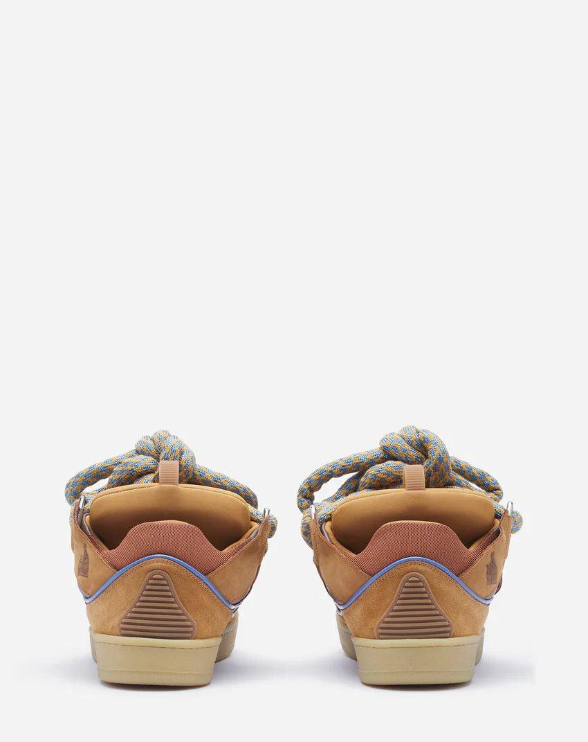 CURB SNEAKERS IN LEATHER WITH SNAKE LACES / CAMEL - SleekGait