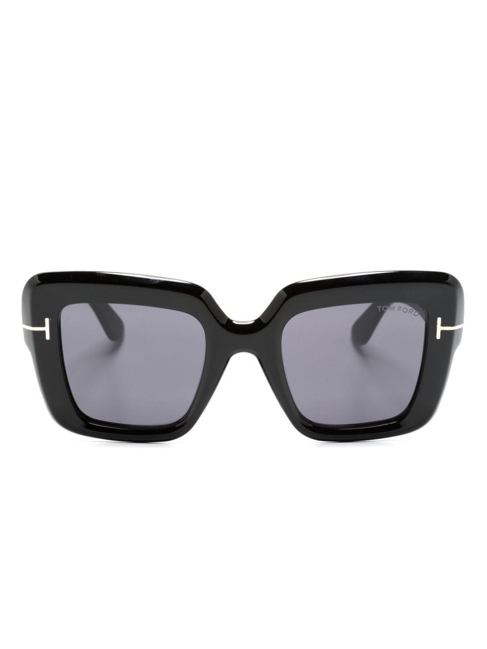 TOM FORD Trendy Men's Shiny Black and Smoke Acetate Sunglasses for FW24 - SleekGait