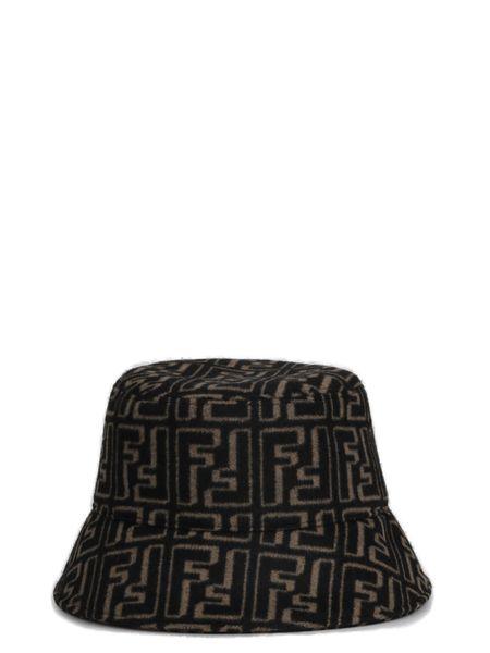 FENDI All-Over Logo Printed Raffia Bucket Hat for Men - SleekGait