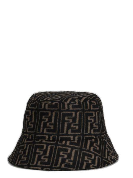 FENDI All-Over Logo Printed Raffia Bucket Hat for Men - SleekGait