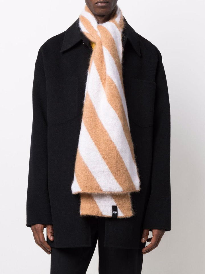 FENDI Luxurious Men's Scarf in Fango and Bianco for FW21 - SleekGait