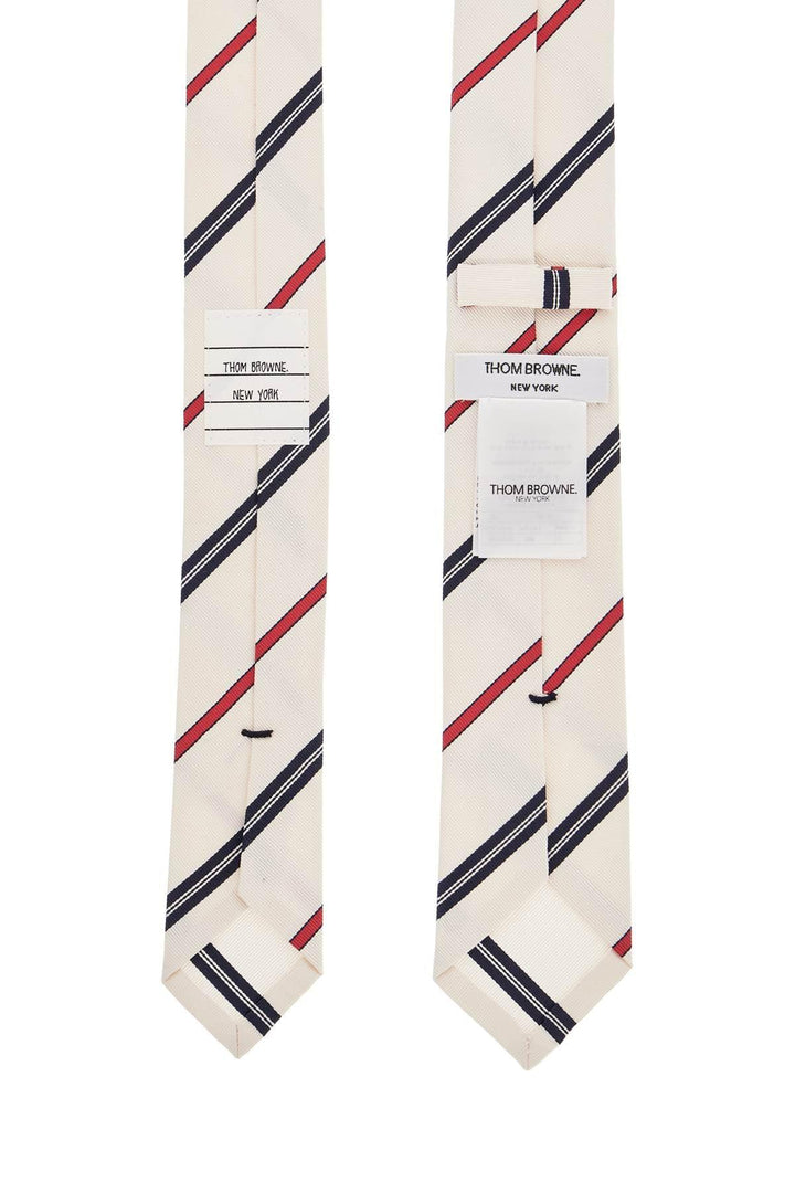 THOM BROWNE Classic Silk and Cotton Tie with Red and Blue Stripes - SleekGait