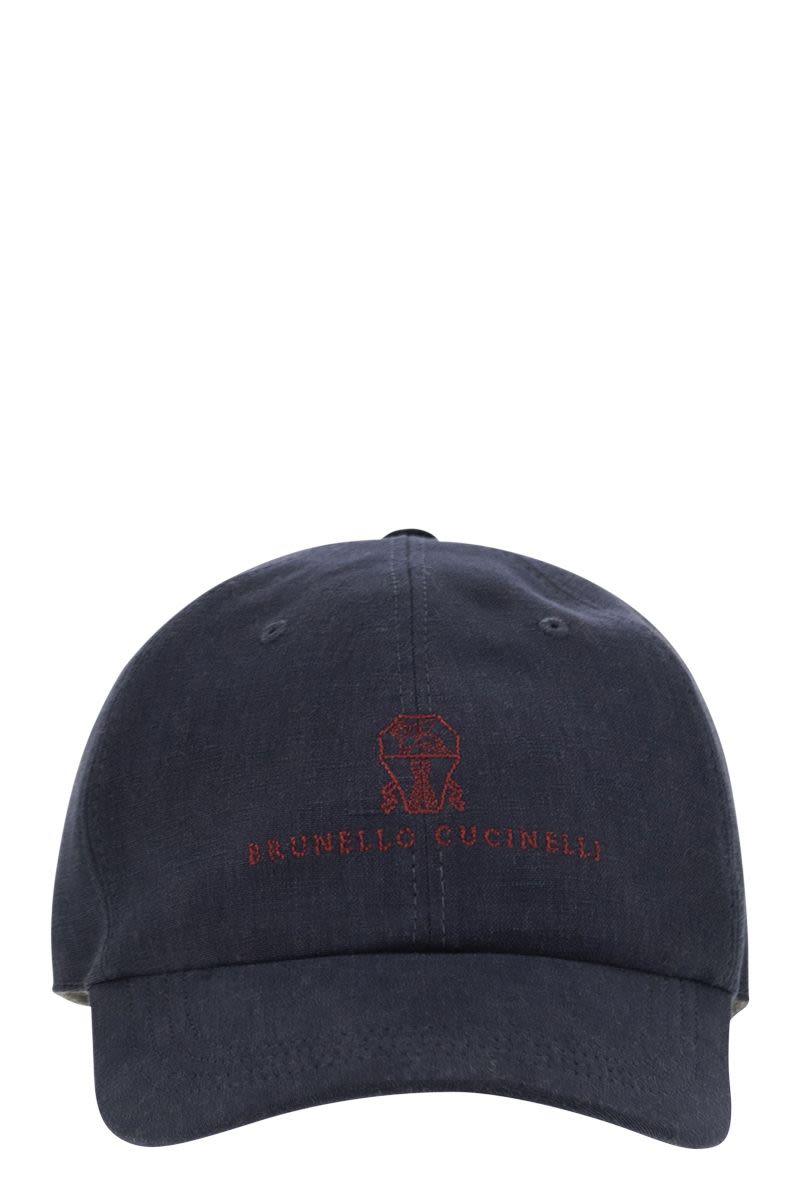 BRUNELLO CUCINELLI Diagonal Linen, Wool and Silk Baseball Cap with Embroidered Logo - SleekGait