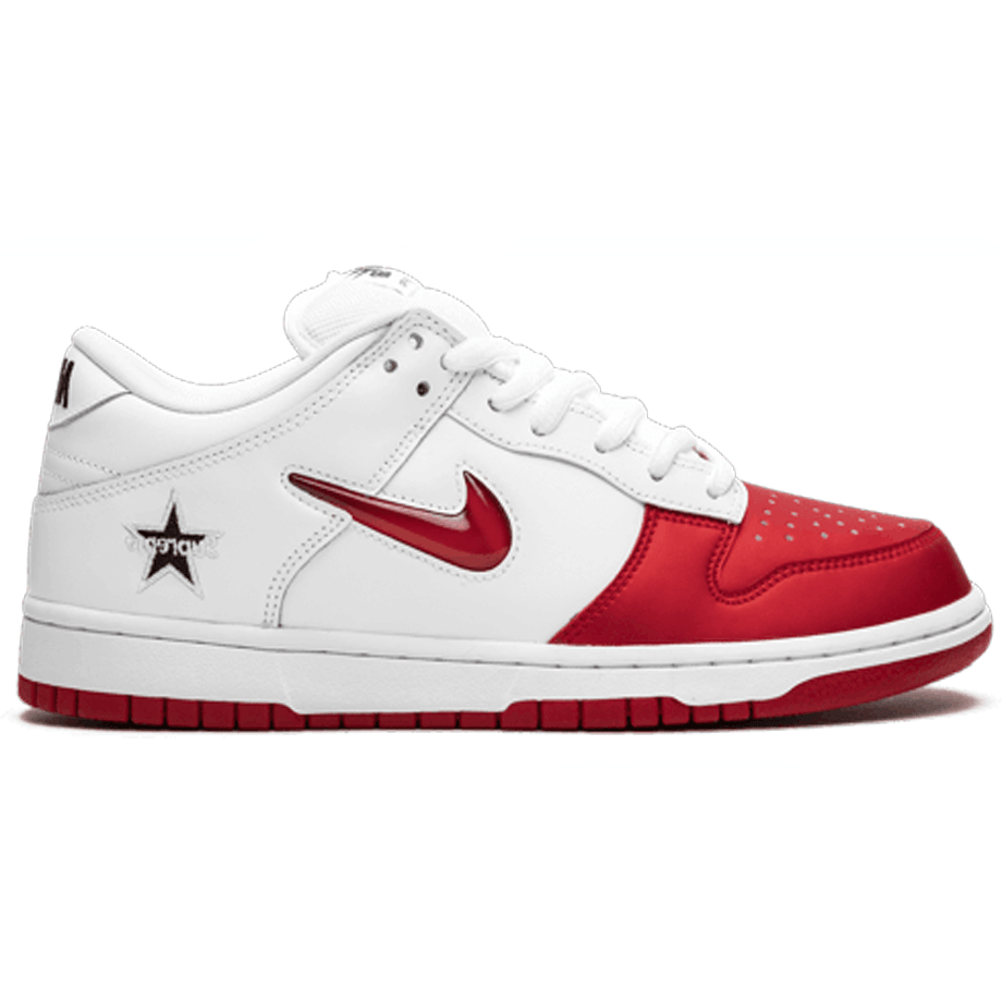 NIKE SB DUNK LOW SUPREME JEWEL SWOOSH RED - SleekGait