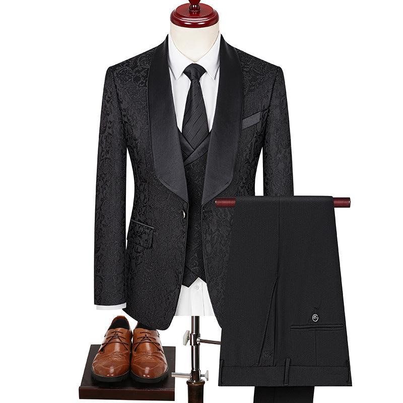 Men's Jacquard Suit Wedding Dress Groom Suit Suit Host Performance Costume - SleekGait