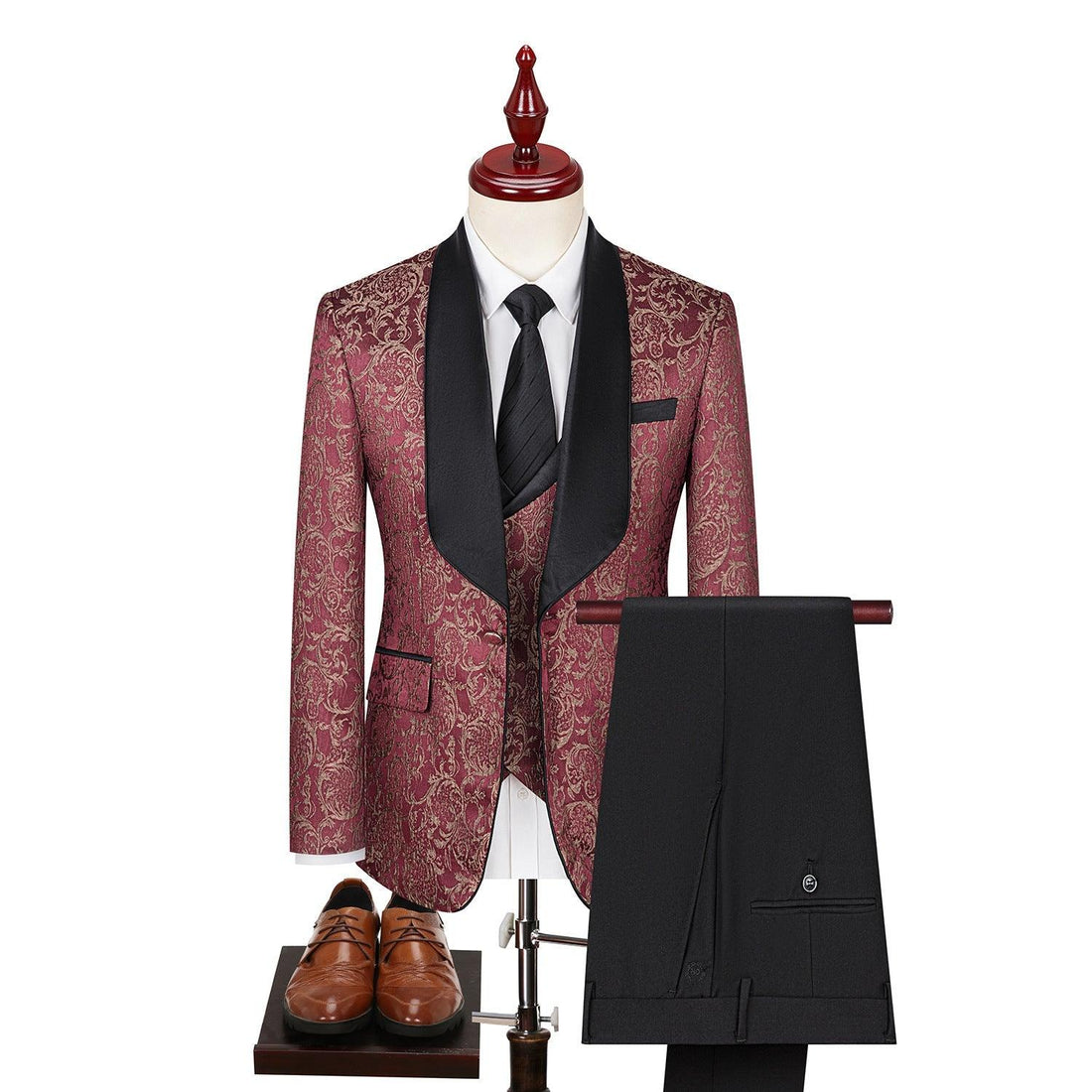 Men's Jacquard Suit Wedding Dress Groom Suit Suit Host Performance Costume - SleekGait