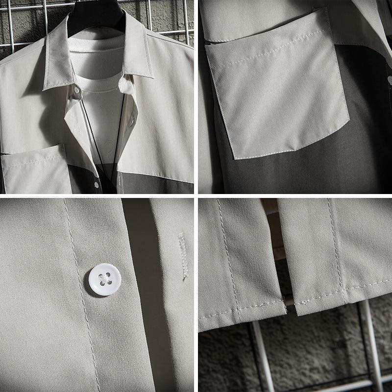 Shirt Men's Long Sleeve Stitching Loose Casual Jacket - SleekGait