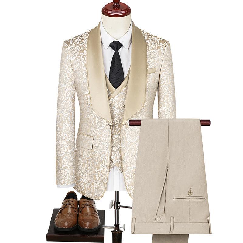 Men's Jacquard Suit Wedding Dress Groom Suit Suit Host Performance Costume - SleekGait