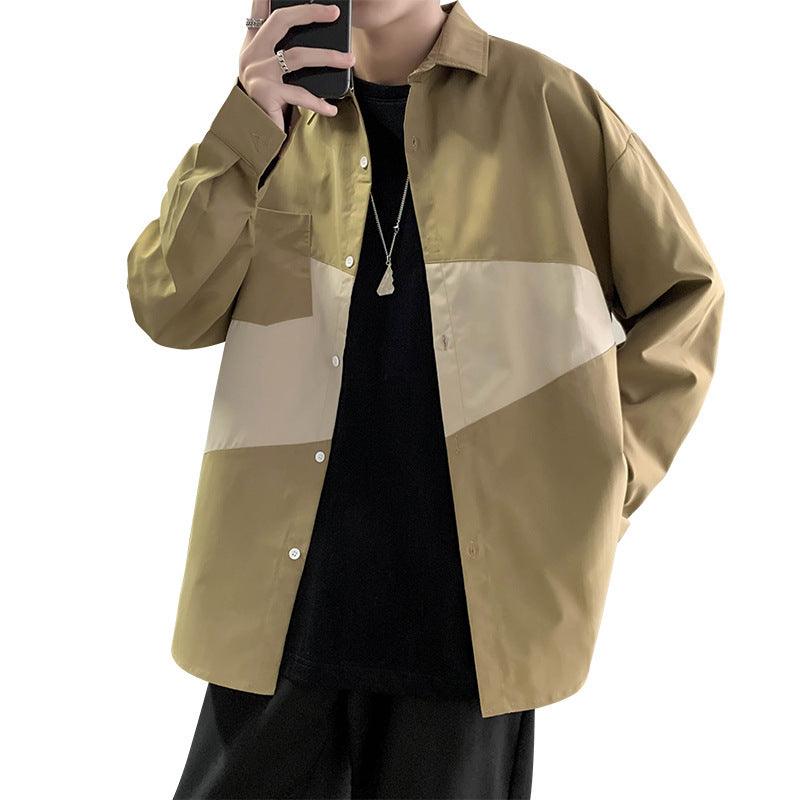 Shirt Men's Long Sleeve Stitching Loose Casual Jacket - SleekGait
