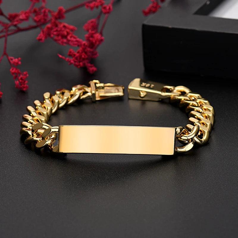 Boutique Jewelry Color Protection Plating 18K True Gold K Gold Noble Luxury Jewelry 10mm Men's and Women's Side Chain Bracelet - SleekGait