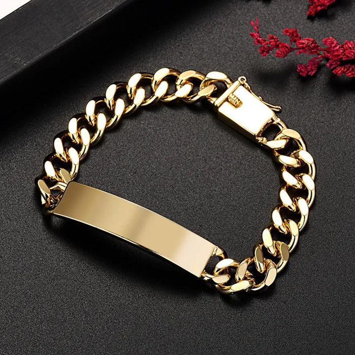 Boutique Jewelry Color Protection Plating 18K True Gold K Gold Noble Luxury Jewelry 10mm Men's and Women's Side Chain Bracelet - SleekGait