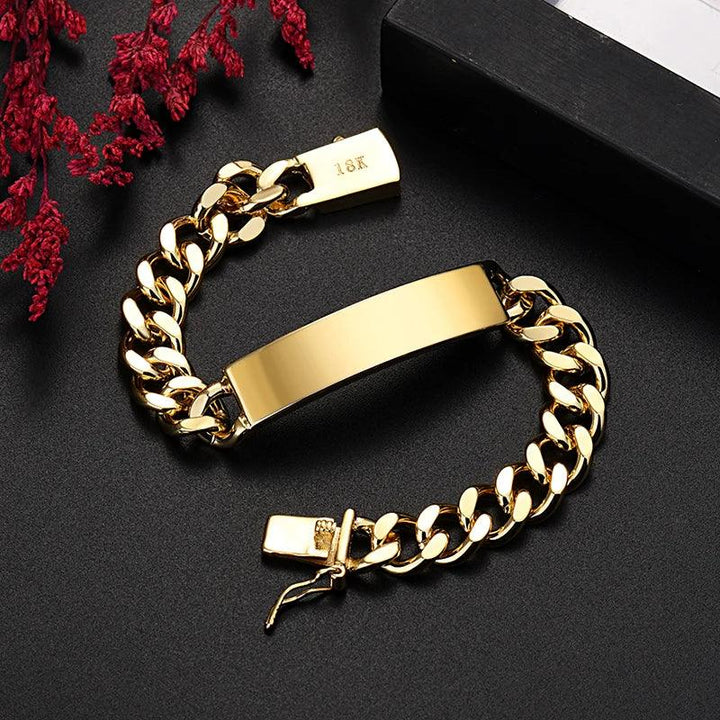 Boutique Jewelry Color Protection Plating 18K True Gold K Gold Noble Luxury Jewelry 10mm Men's and Women's Side Chain Bracelet - SleekGait