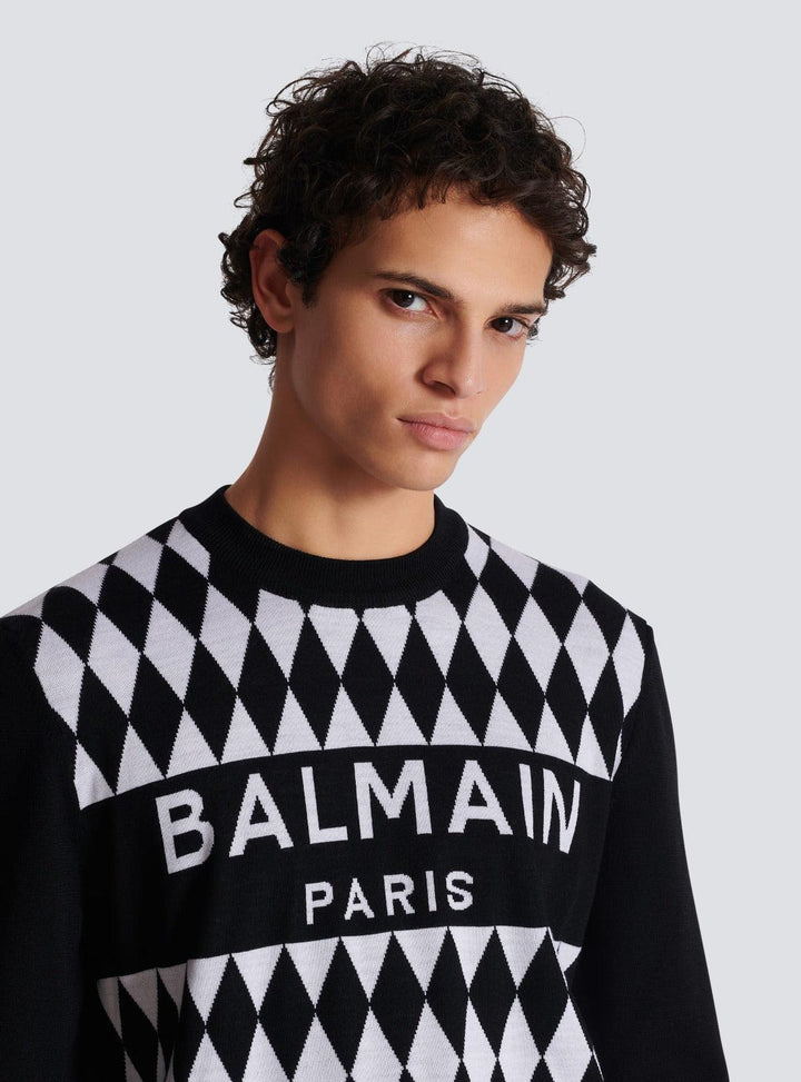 Diamond Balmain Paris two-tone jacquard jumper - SleekGait