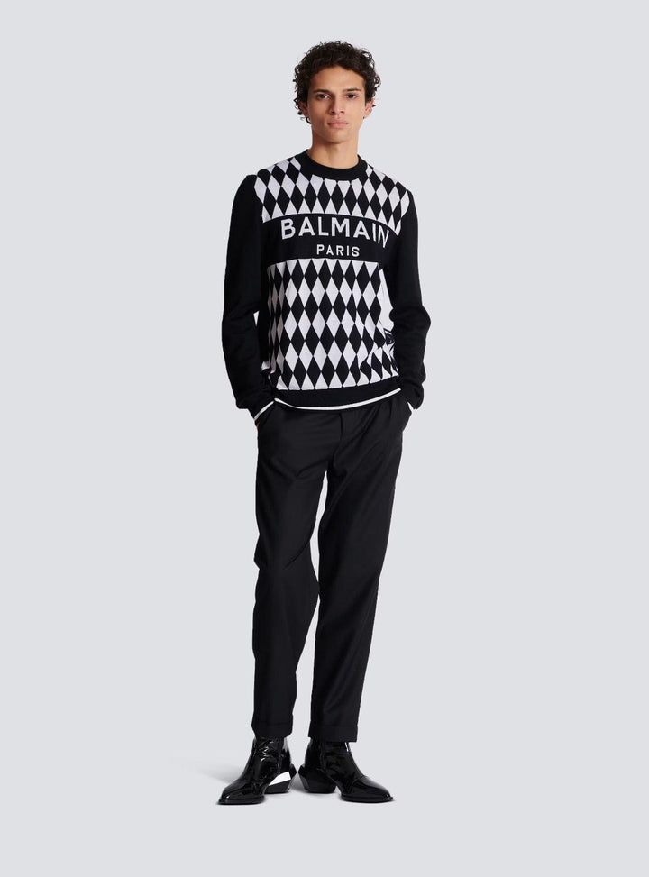 Diamond Balmain Paris two-tone jacquard jumper - SleekGait