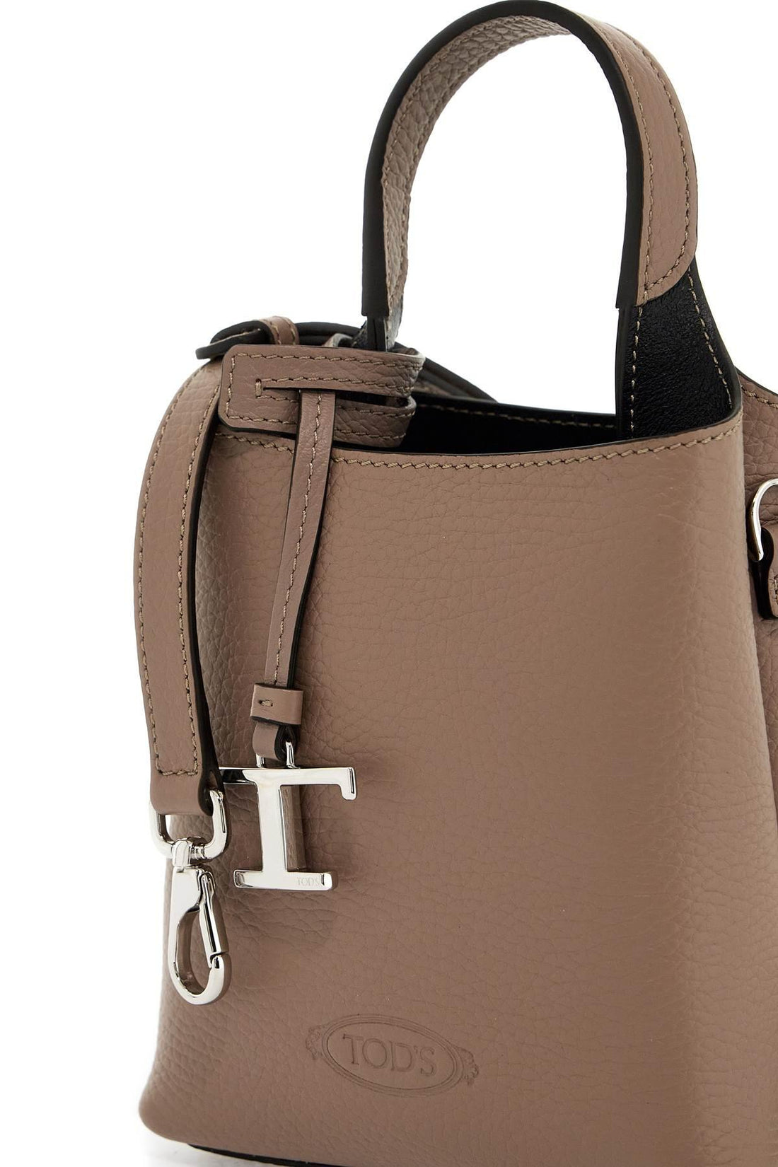 TOD'S Timeless Silver Logo Plaque Mini Tote Handbag - SleekGait