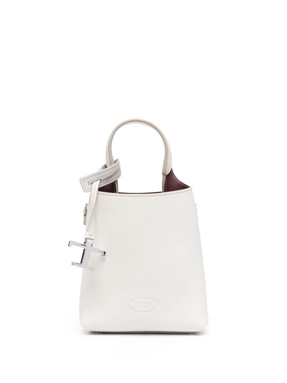 TOD'S Timeless Silver Logo Plaque Mini Tote Handbag - SleekGait