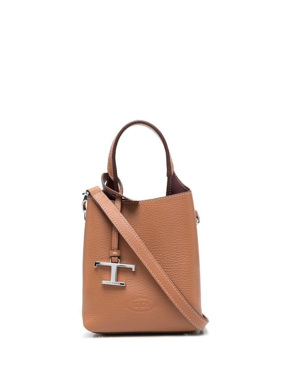 TOD'S Timeless Silver Logo Plaque Mini Tote Handbag - SleekGait