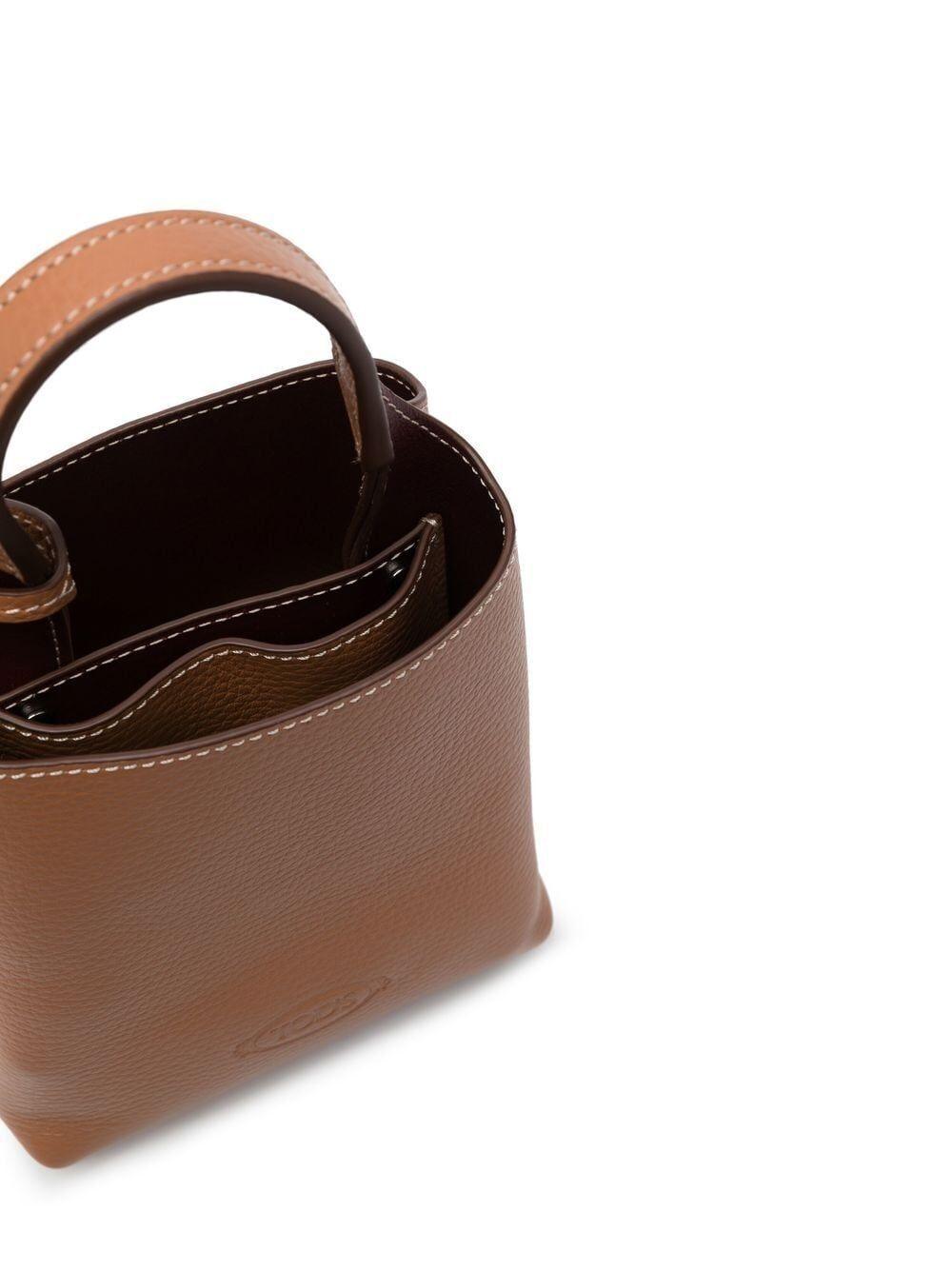 TOD'S Timeless Silver Logo Plaque Mini Tote Handbag - SleekGait