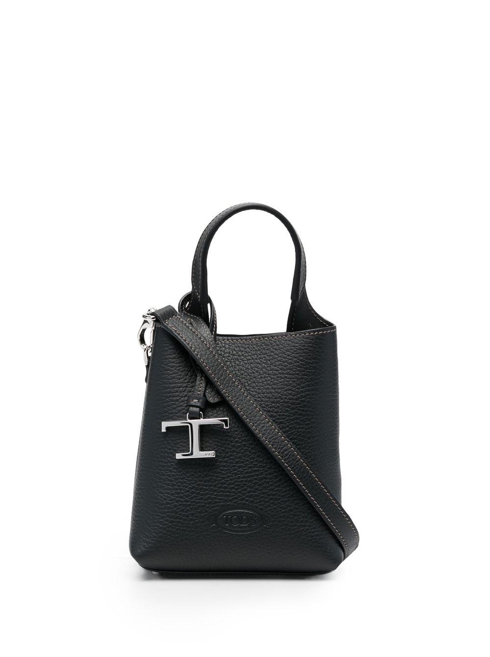 TOD'S Timeless Silver Logo Plaque Mini Tote Handbag - SleekGait