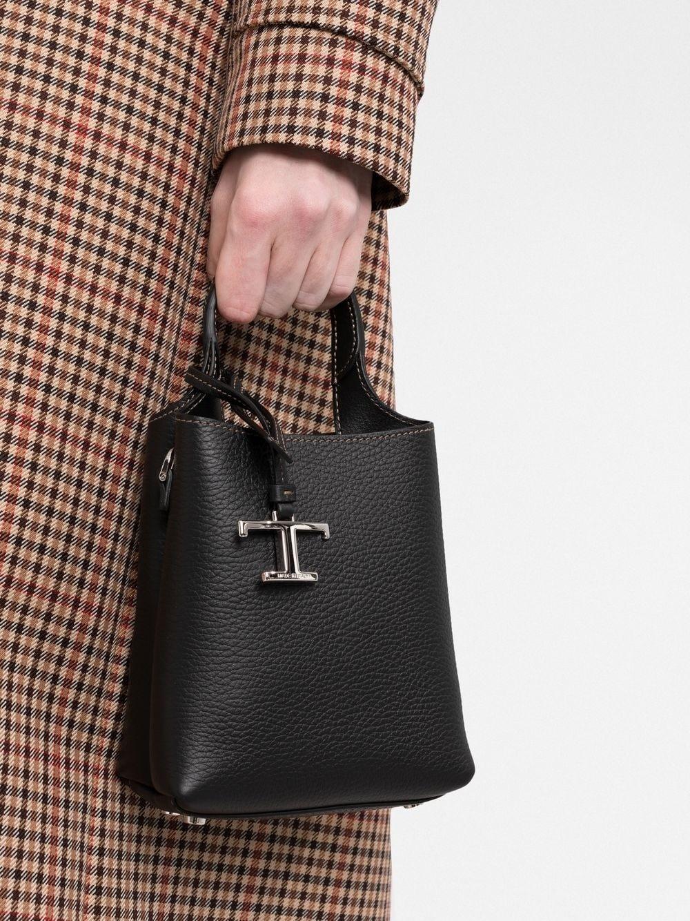 TOD'S Timeless Silver Logo Plaque Mini Tote Handbag - SleekGait