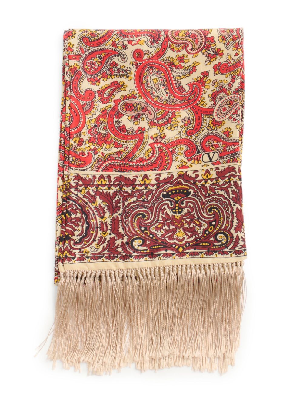 VALENTINO GARAVANI Printed Silk Scarf with Fringed Edges - SleekGait