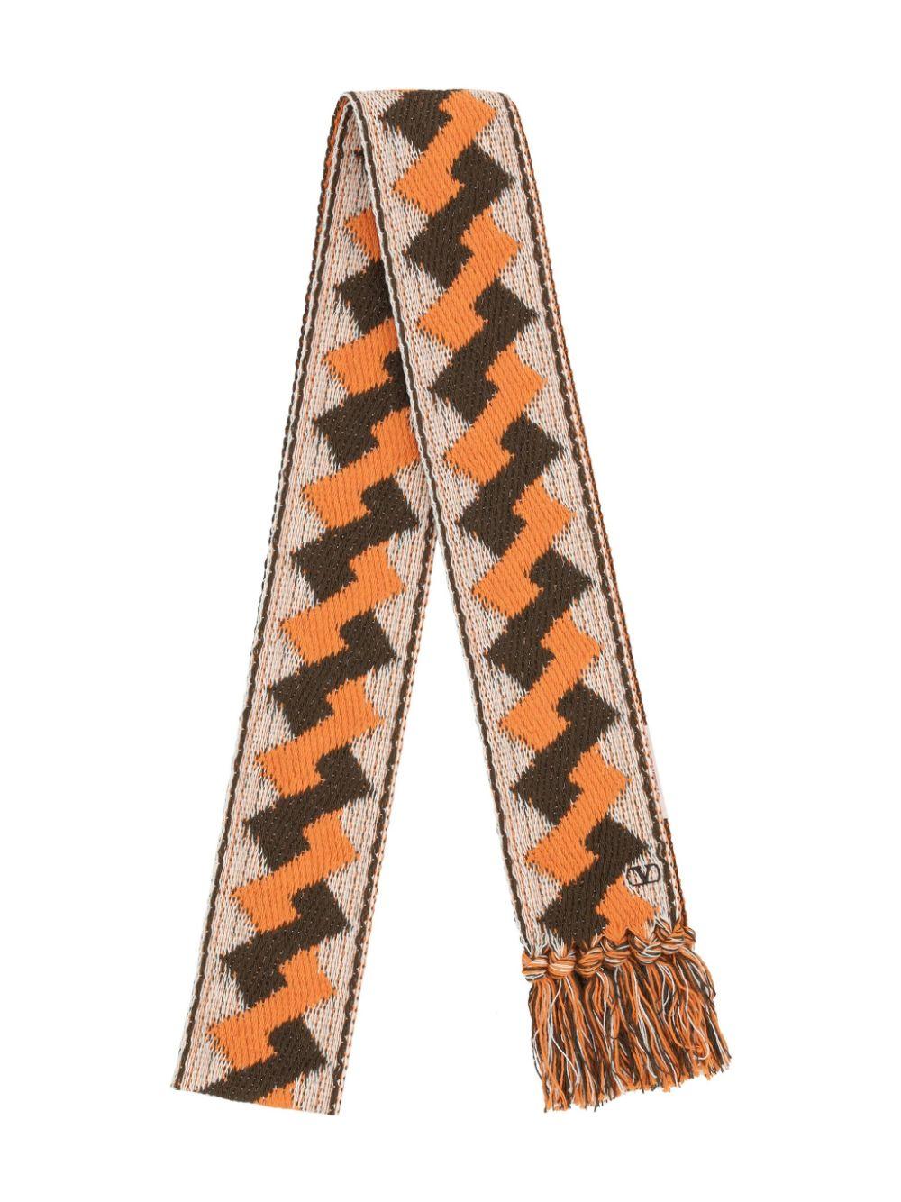 VALENTINO GARAVANI Cotton Jacquard Scarf with Fringed Edge - SleekGait