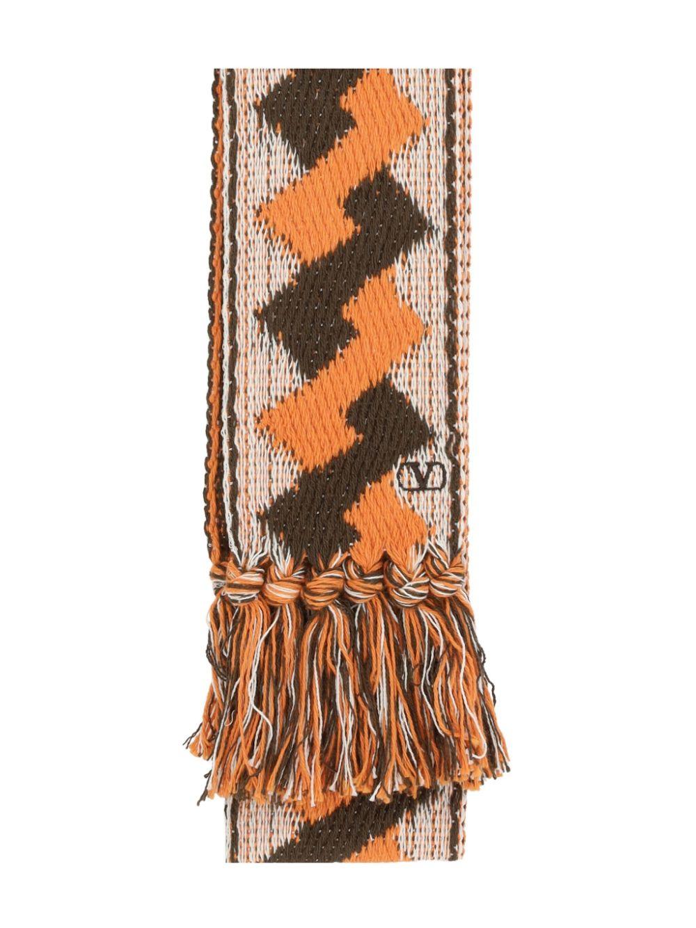 VALENTINO GARAVANI Cotton Jacquard Scarf with Fringed Edge - SleekGait