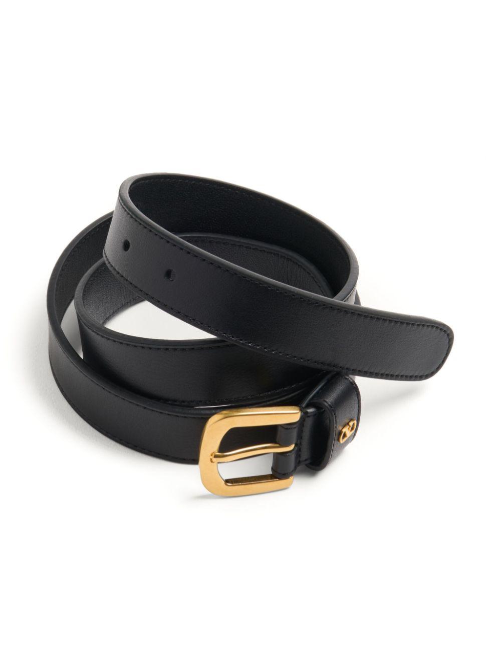 VALENTINO GARAVANI Signature Leather Belt with Logo Plaque for Men - SleekGait