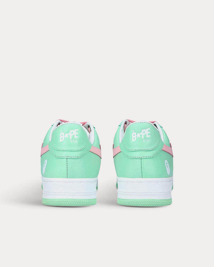 BAPE STA Colour-Blocked Pale Green Low Top Sneakers - SleekGait