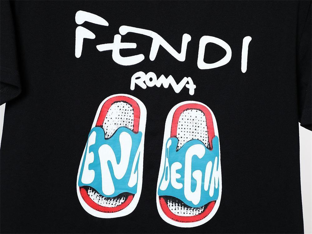 Fendi Roma T-Shirt without Collar 'Black' - SleekGait