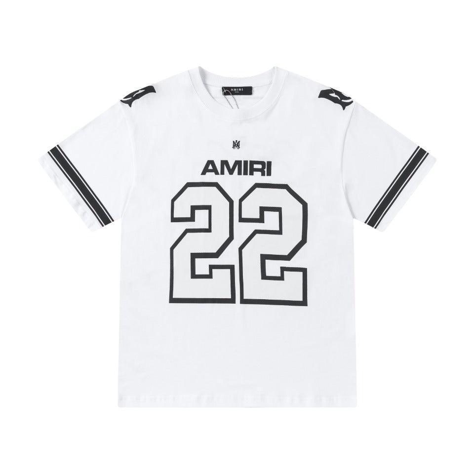 Amiri 22 White & Black T-Shirt Without Collar - SleekGait