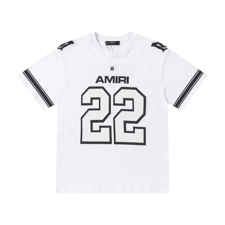 Amiri 22 White & Black T-Shirt Without Collar - SleekGait