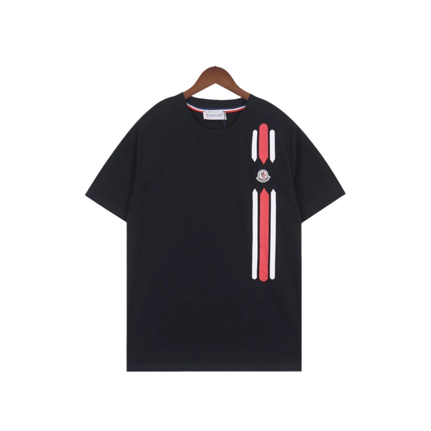 Moncler T-Shirt Without Collar 'Black/White/Red' - SleekGait
