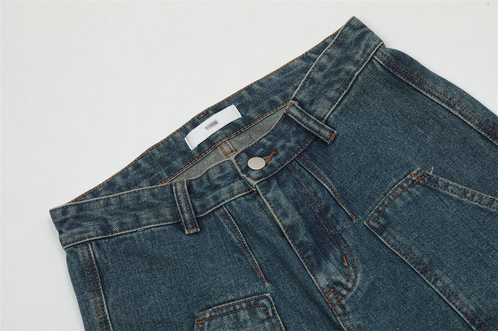 Tooling Style Multi-pocket Wide-leg Jeans - SleekGait