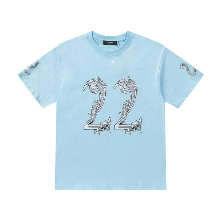 Amiri 22 Sky Blue T-Shirt Without Collar - SleekGait