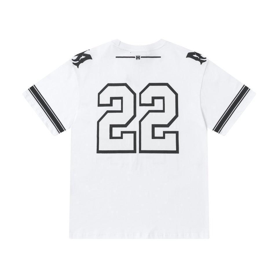 Amiri 22 White & Black T-Shirt Without Collar - SleekGait