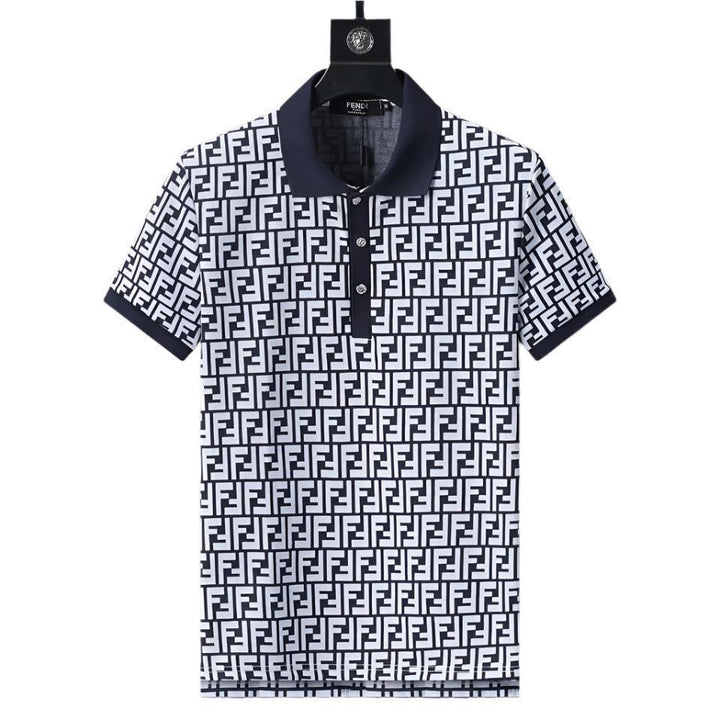 Fendi Navy T-Shirt With Collar - SleekGait