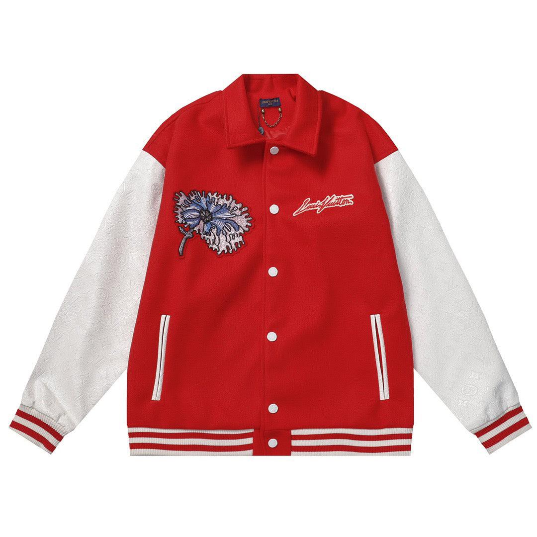 Louis Vuitton Multi-Patches Mixed Leather Varsity Blouson Red