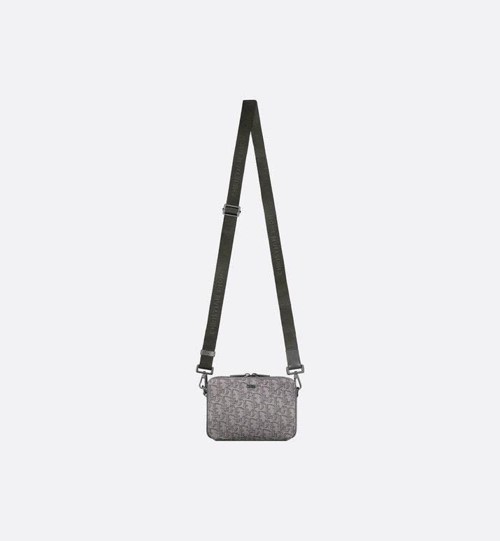 Zipped Pouch with Strap Grey and Black Dior Oblique Jacquard - SleekGait