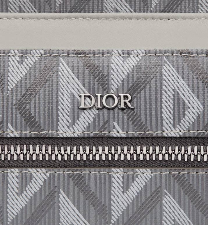 Dior Rider Zipped Backpack Grey Coated Cotton Canvas with CD Diamond Print - SleekGait