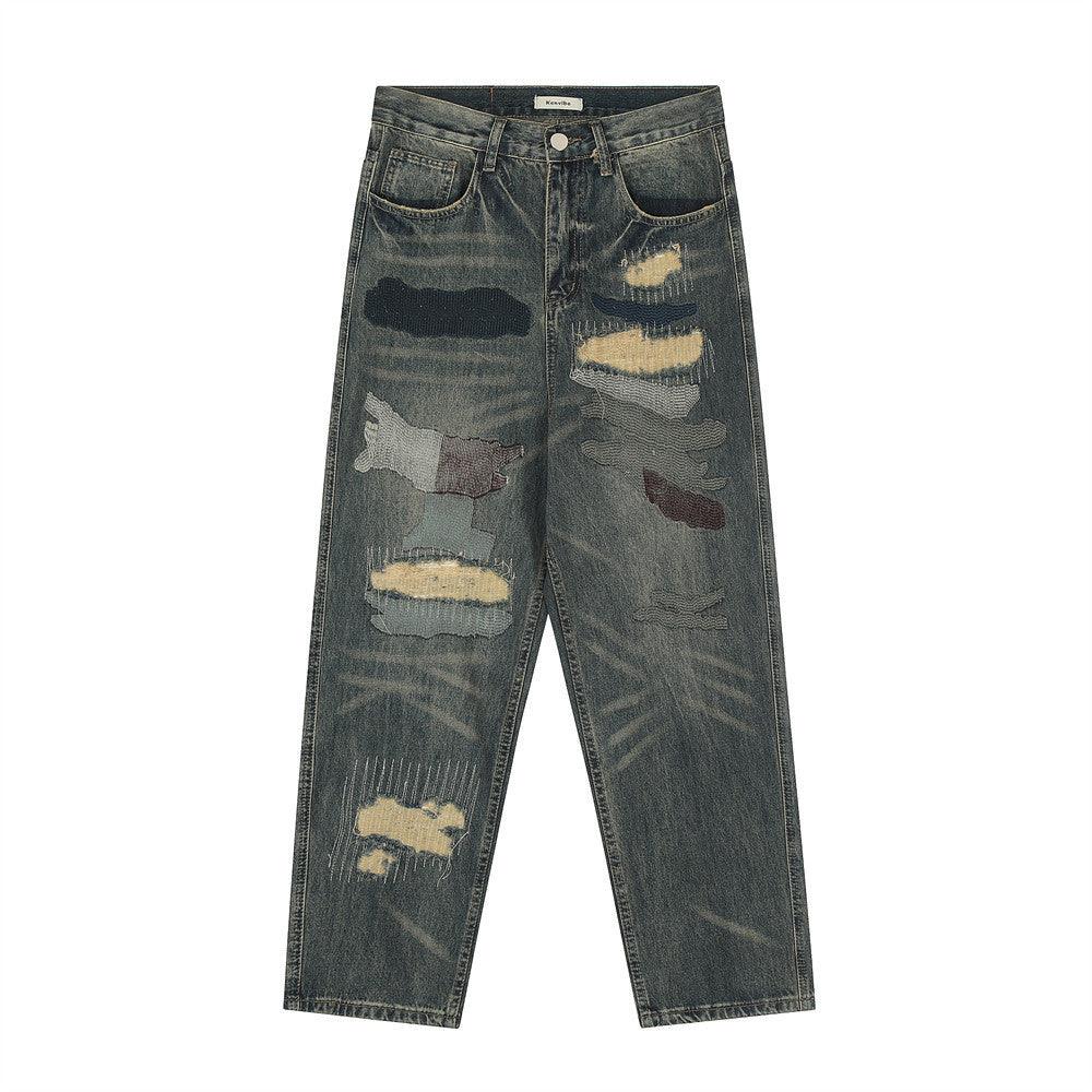 High Street Ripped Cool Patch Do The Old Cowboy Trousers - SleekGait