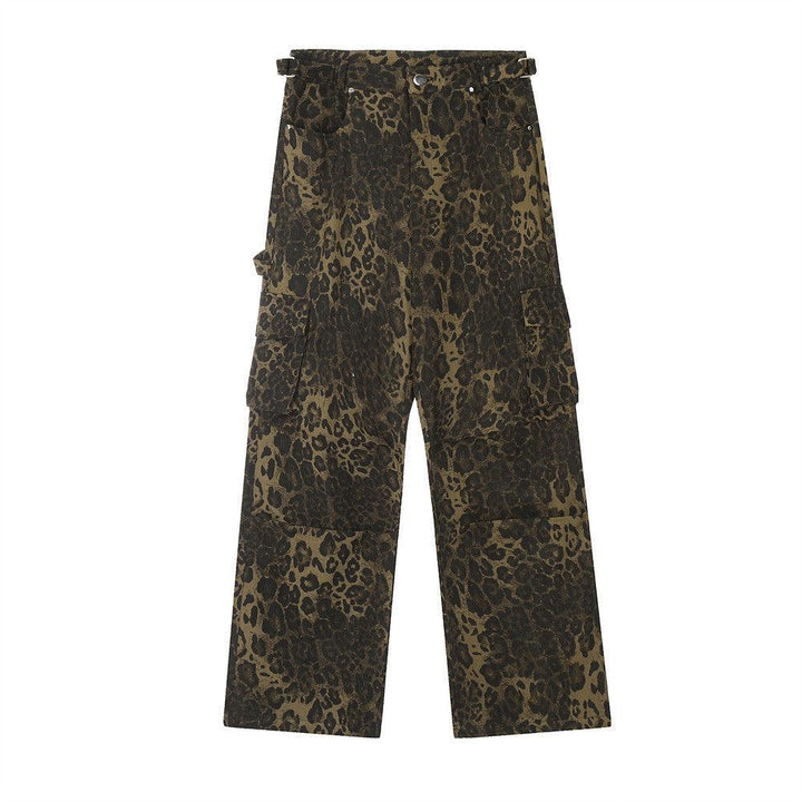 Leopard Camouflage Pleated Casual Straight Trousers - SleekGait