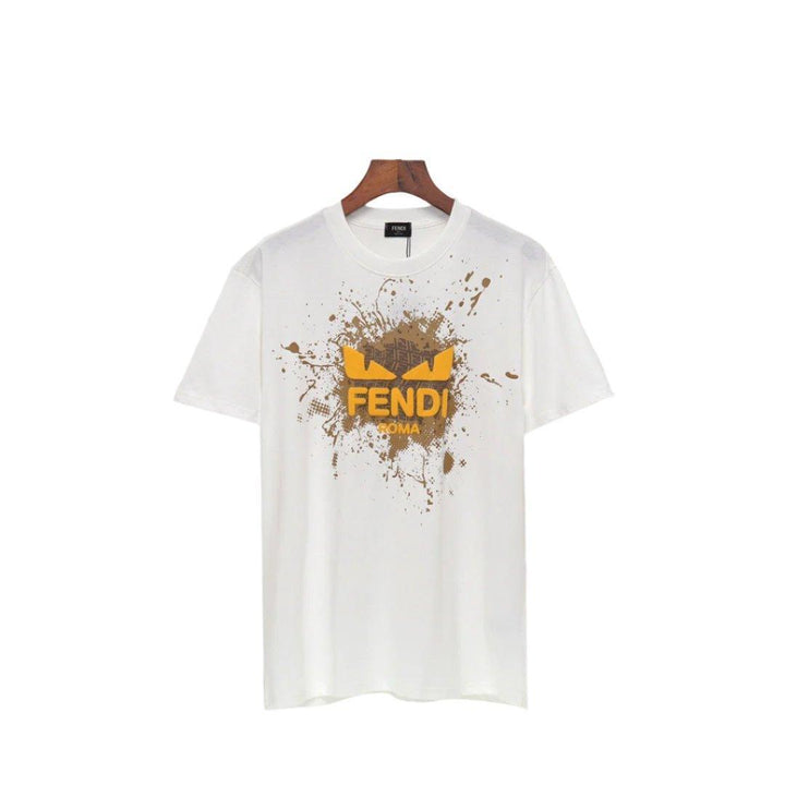 Fendi T-Shirt without Collar 'White-Yellow' - SleekGait