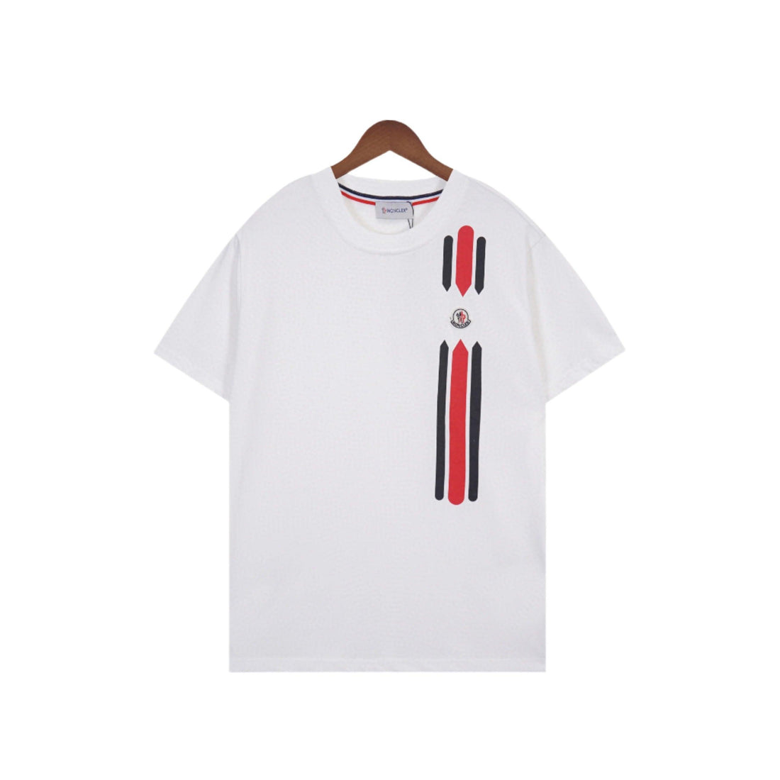 Moncler T-Shirt Without Collar 'White/Black/Red' - SleekGait