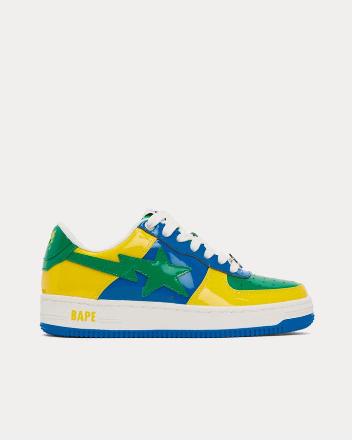 BAPE Sta Blue / Yellow / Green Low Top Sneakers - SleekGait