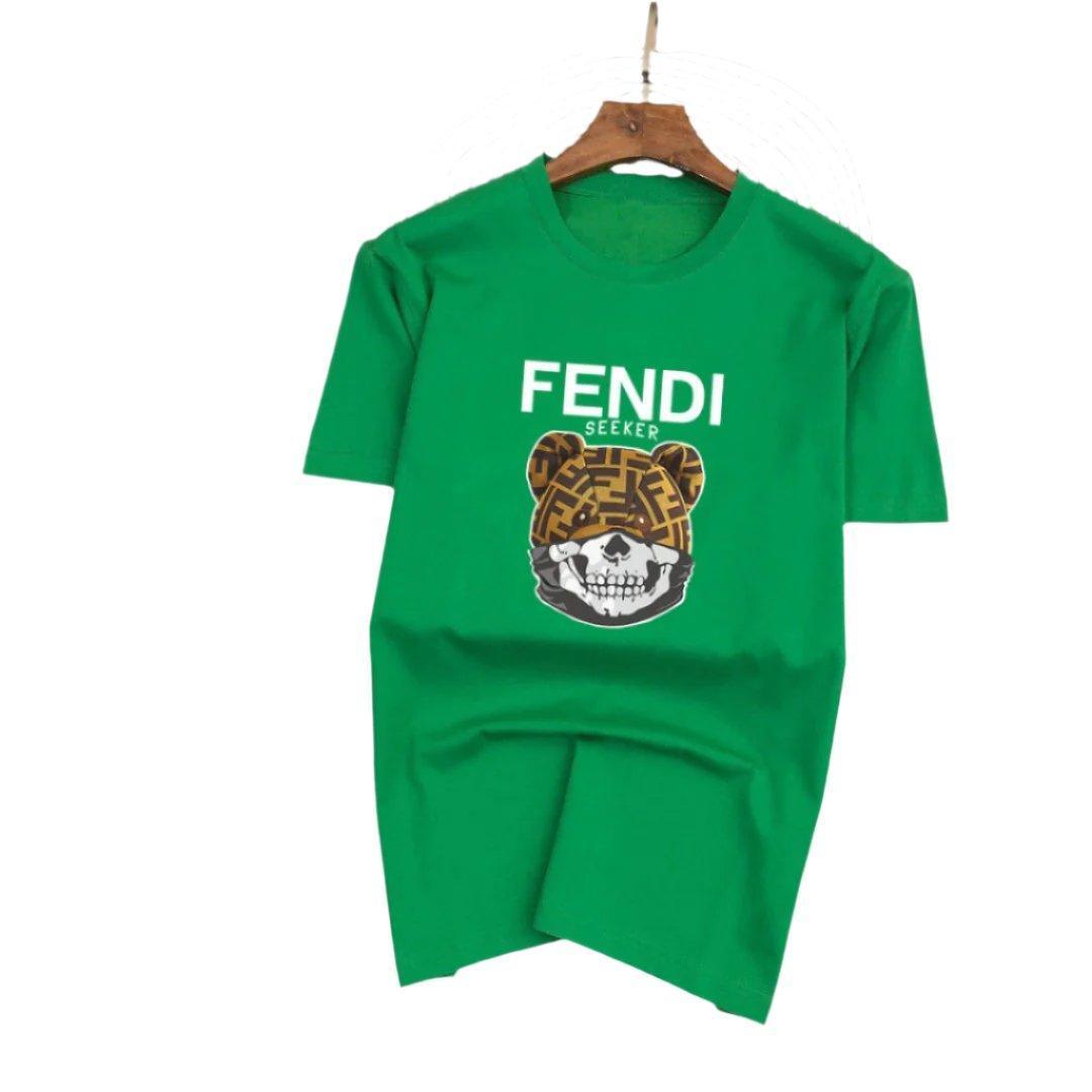 Fendi T-Shirt Head Bear without Collar 'Green' - SleekGait