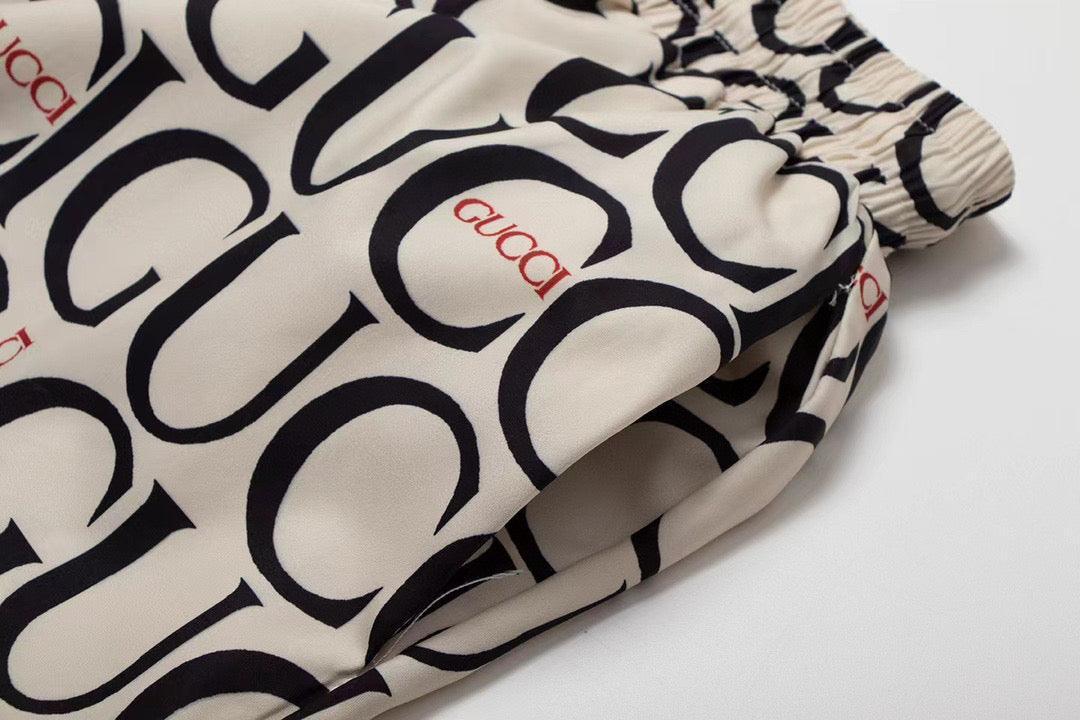 Maxi Gucci Print Fabric Short 'Beige' - SleekGait