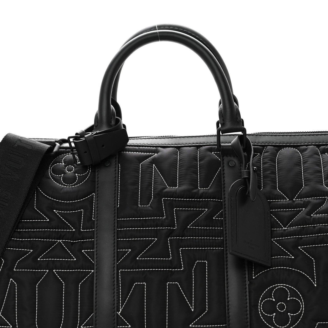 Louis Vuitton Nylon Embroidered Keepall Bandouliere 50 Black - SleekGait