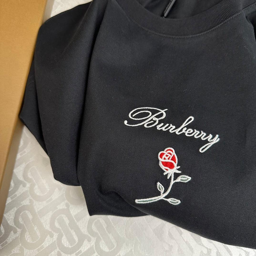 Burberry T-Shirt With Rose Without Collar 'Black' - SleekGait
